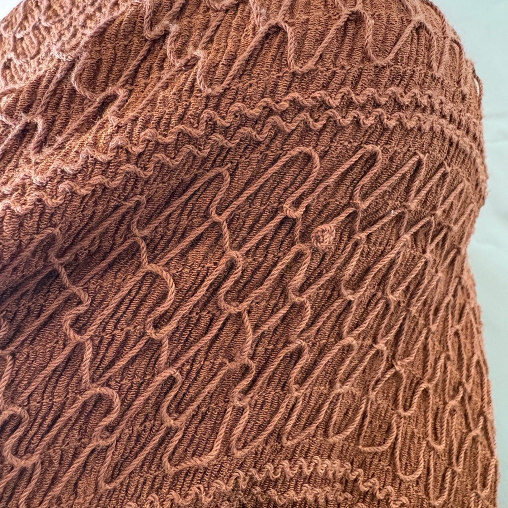 Moon River Dress Smocked Babydoll Ruffle Boho Cottagecore Rust Brown Medium - Picture 7 of 15